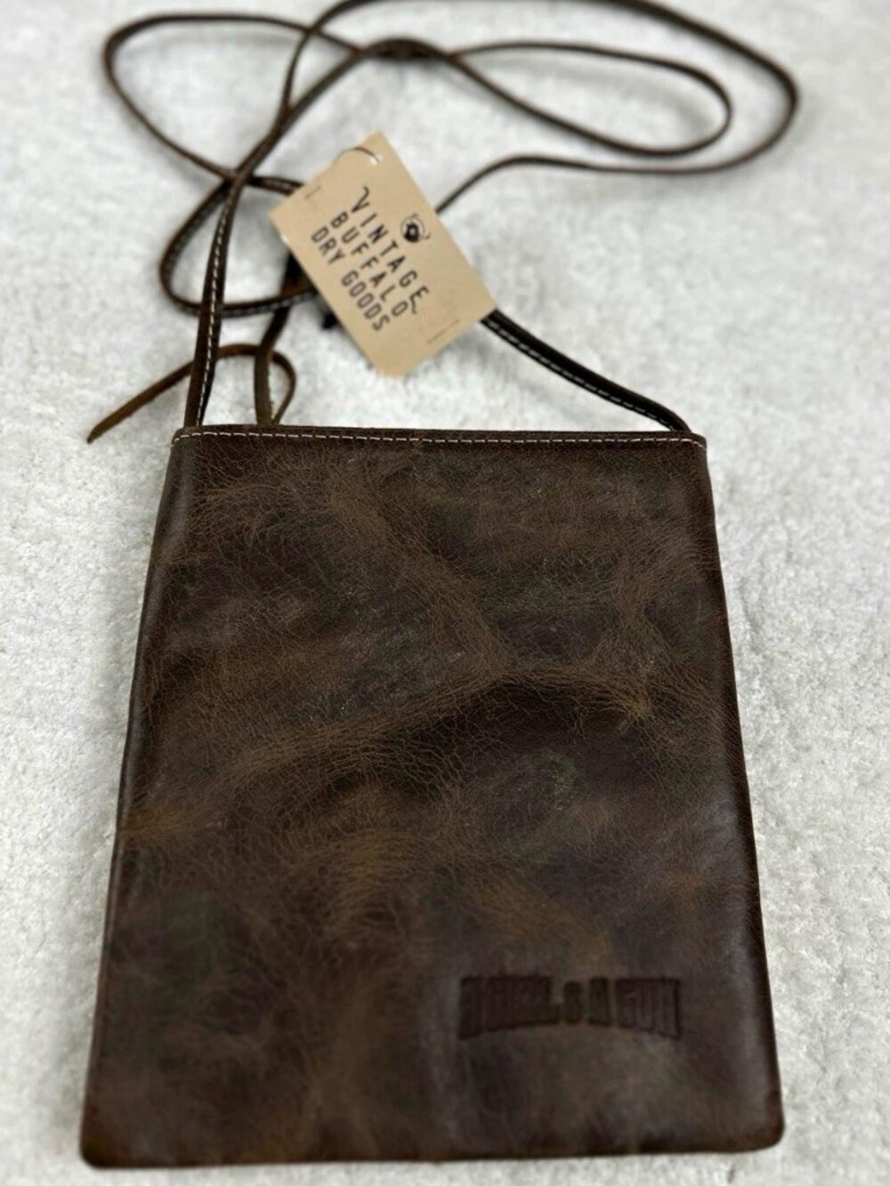 A Girl & A Gun Brown Full Grain Buffalo Leather Crossbody Pouch NWT